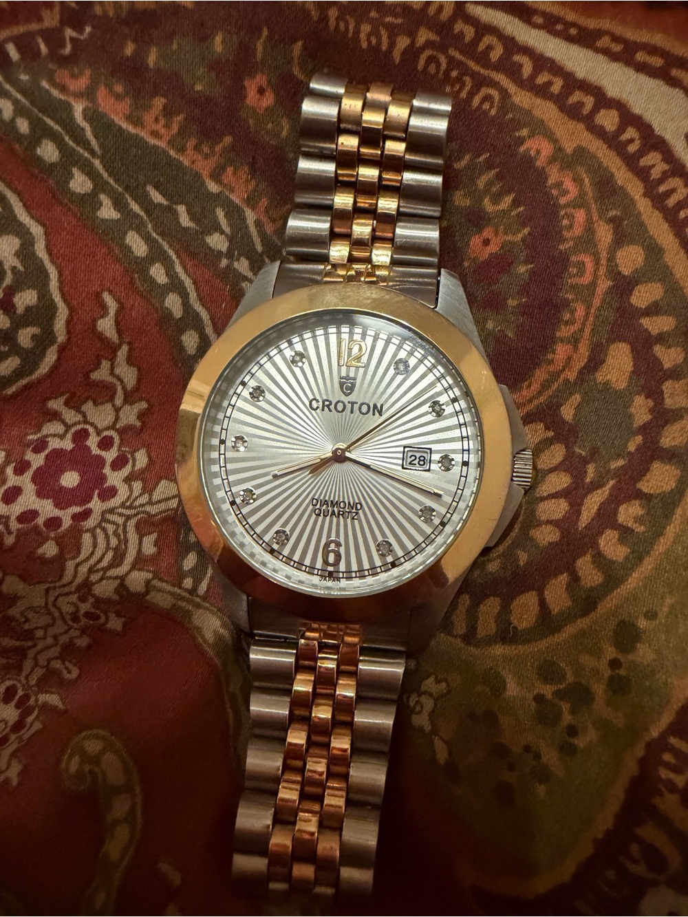 DECIDER CROTON'S MEN'S STAINLESS STEEL WATCH WITH DIAMOND MARKERS